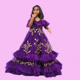 girl purple gown with floral details on - Fashion Designer in Pune