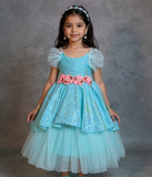 Light blue sequin dress for girl kid - Fashion Designer in Pune