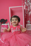 Young girl wearing a pink 'Barbie' dress - Fashion Designer in Pune