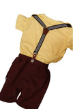 Yellow shirt with suspenders and brown pants - Fashion Designer in Pune