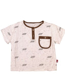 Children's t-shirt with brown accents and small logos - fashion designer in pune