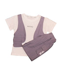 Children's outfit with a white shirt and purple overalls - Fashion Designer in Pune
