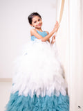 Girl in a blue dress with a white feathered skirt - Fashion Desinger in Pune