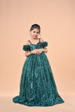 Girl wearing a teal embroidered dress - Fashion Designer in Pune