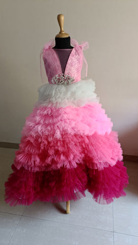 Pink and white dress for girls - Fashion Designer in Pune