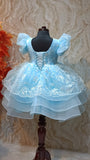 Young girl wearing a light blue lace dress - Fashion Designer in Pune