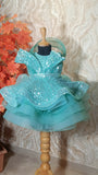 Turquoise sequin dress for girl - Fashion Designer in Pune