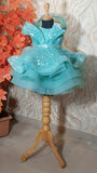 Turquoise sequin dress for girl - Fashion Designer in Pune