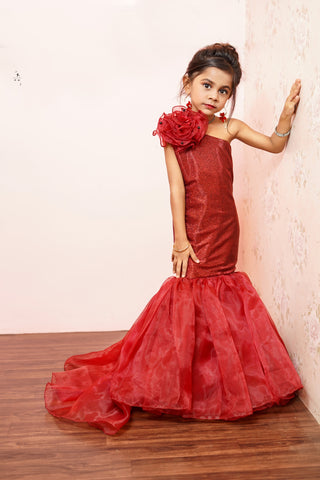 Young girl in a red dress - Fashion Designer in pune
