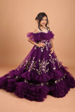 girl purple gown with floral details on - Fashion Designer in Pune