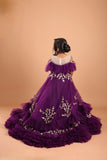 girl purple gown with floral details on - Fashion Designer in Pune