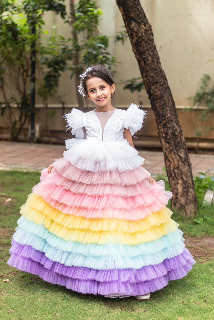 Young girl in a rainbow-colored dress - Fashion Desiner in Pune